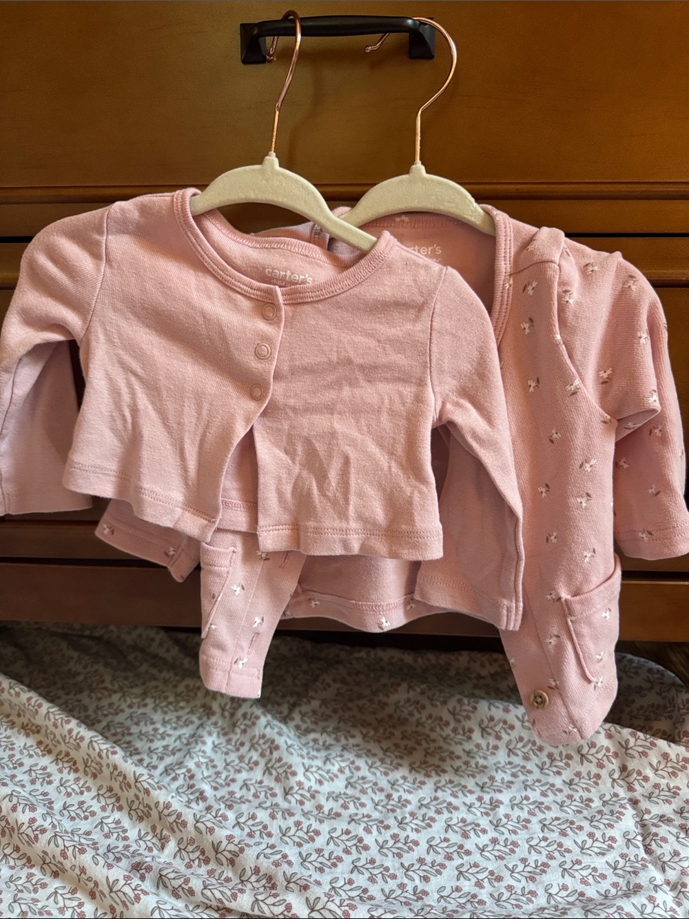 Carter's Soft Pink Knit Cardigan and Footed Pajama Set